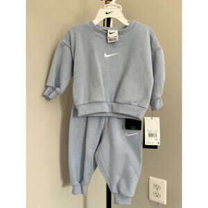 NWT Nike Baby Toddler Light Blue Essentials Crew Sweat Set - 12M